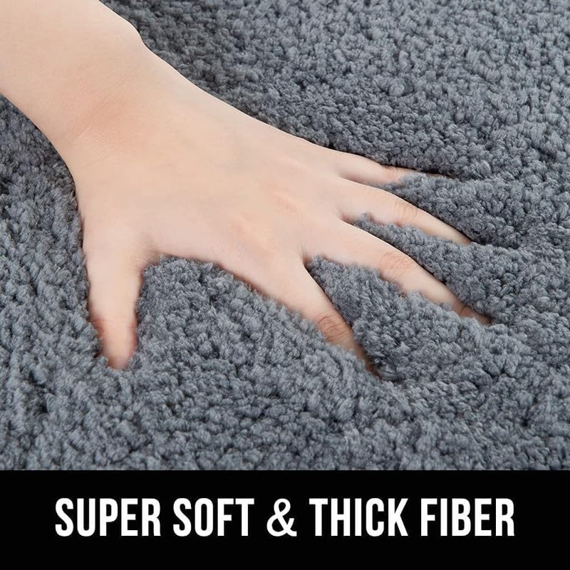 Image of F R Creation Bathmat Premium Microfiber Anti-Skid Washable and Quick Dry Italia Rug for Bathroom, Kitchen - 40X60 CM Grey Pack of 1