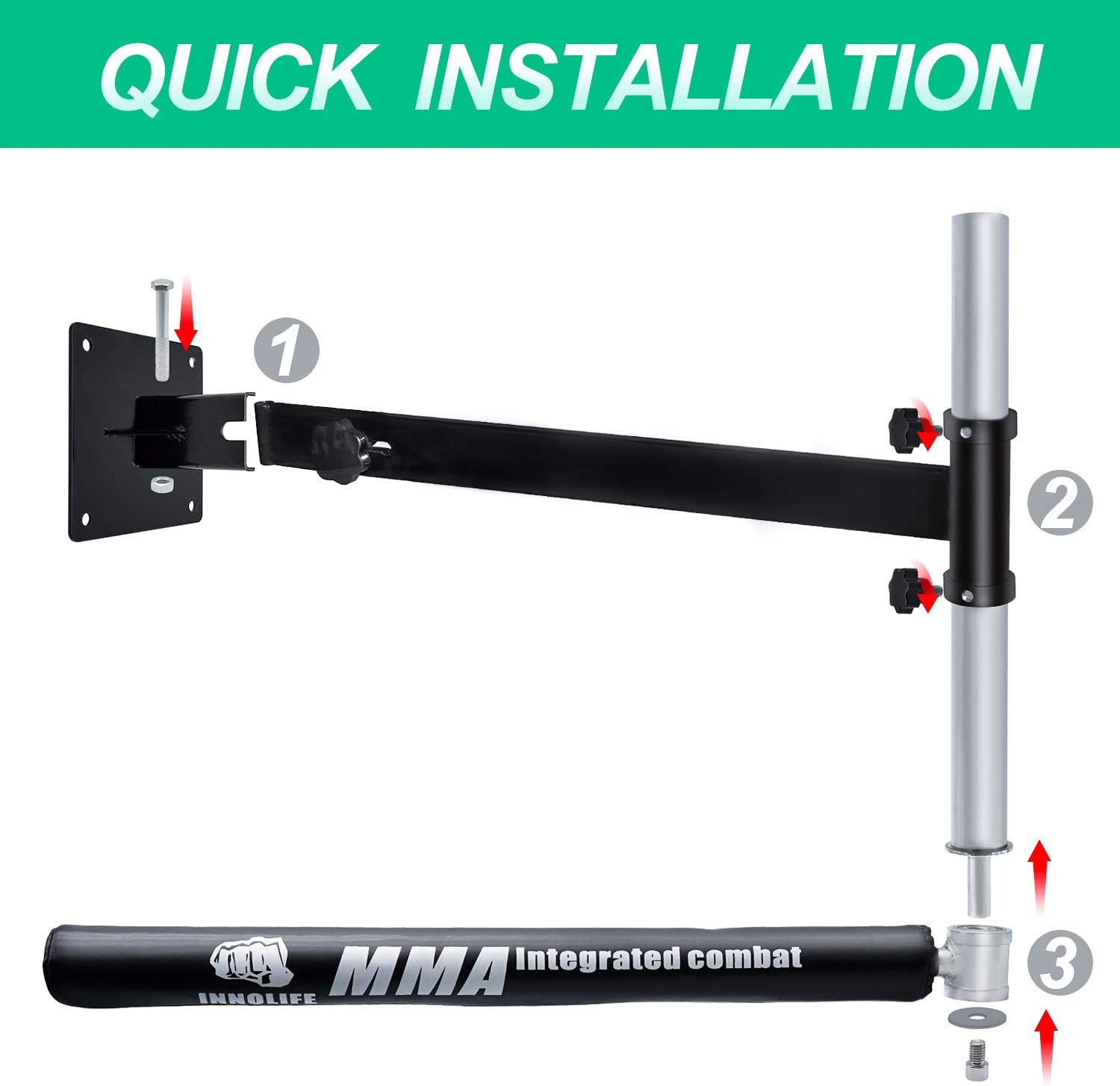 INNOLIFE Boxing bar Punching Speed Trainer Light Weight Spinning Bar Wall Mount Easy Set up - Image 4