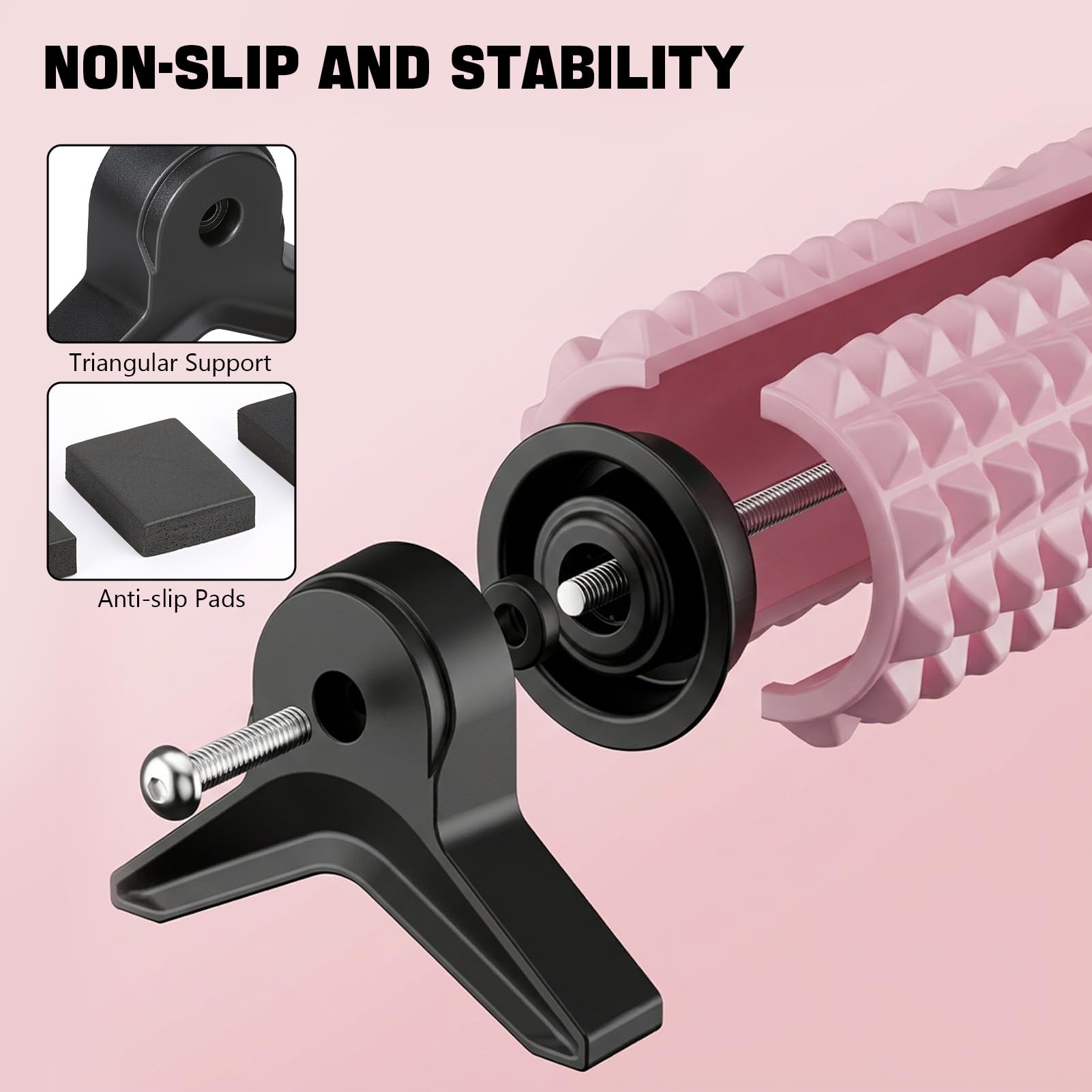 53cm Rullo in schiuma, Rullo Massaggio Muscolare fasciale con strutturato 3D, supporto per rilassamento muscolare Yoga Pilates, Foam Roller per schiena collo gambe (Rosa)