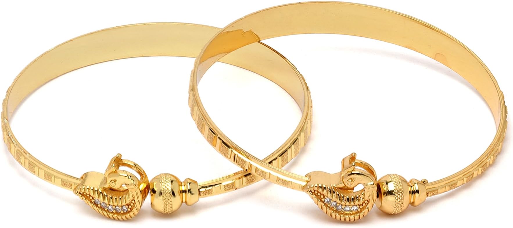 ZENEMEGold-Plated White & Red American Diamond studded Bangle Style Handcrafted Bracelet