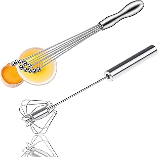 Wohlstand 2 Pièces Fouet à Bille en Acier Inoxydable,Fouets à Boule,Batteur à Oeufs Semi-Automatique Fouet,Fouets de Cuisine de 12'' pour la Cuisson Mélange Fouetter Battage Remuer Oeufs Lait, Argent