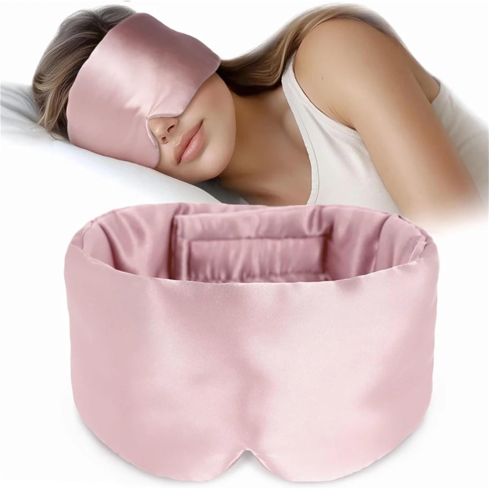 Maschera for Dormire in Seta di gelso, 3 Pezzi, Copertura for Gli Occhi in, Maschera for Oscurante for Chi Dorme Lato, Benda for da Viaggio Morbida e Liscia per Occhi Notte