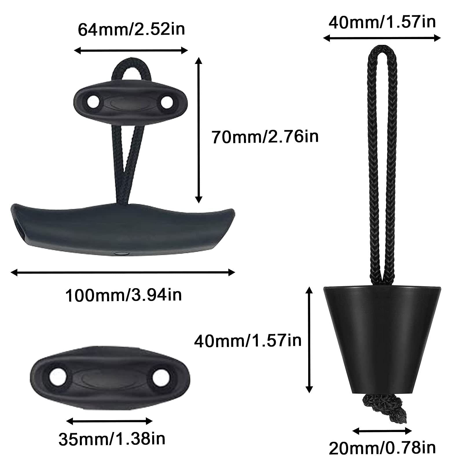 SPORBA Kayak Carry Handles, Kayak Accessory 4Pcs Kayak Scupper Plug Kit