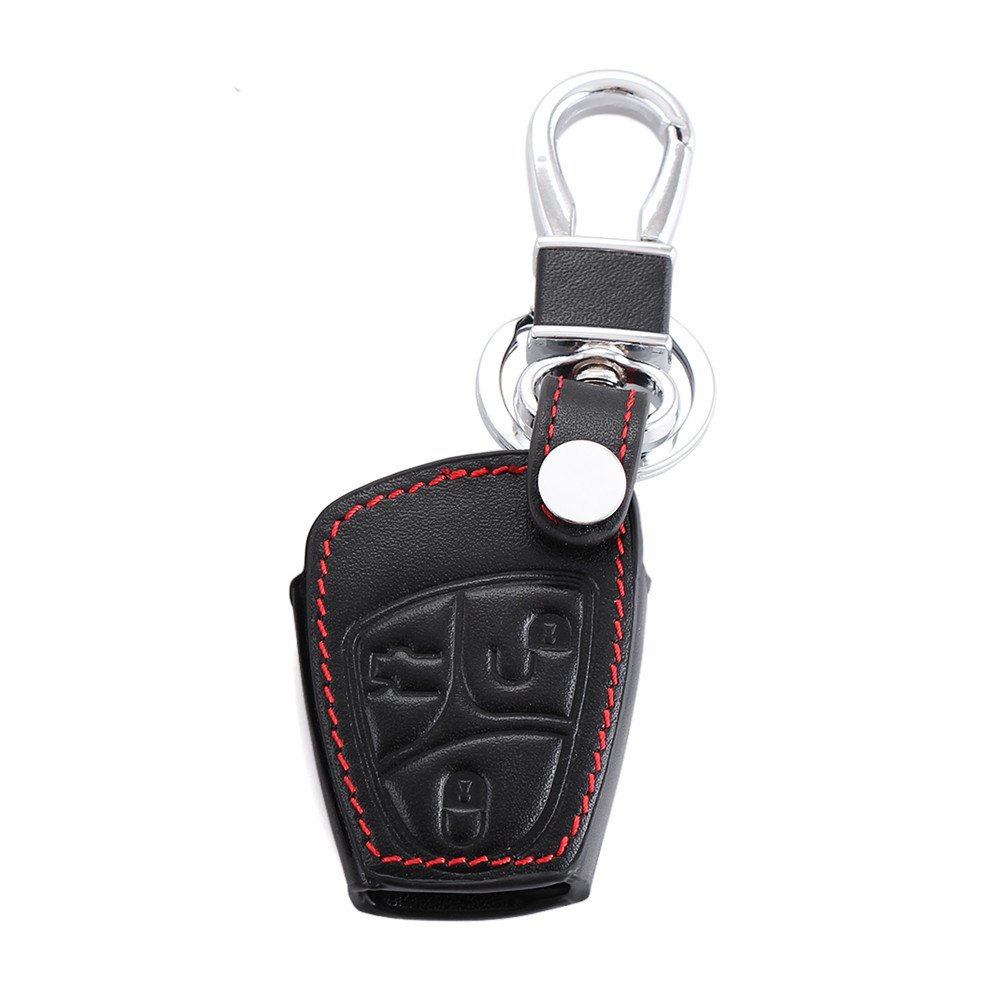 Happyit Leather Car Smart Key Case Cover for Mercedes Benz B C E ML S CLK CL 3 Buttons Remote Control, black, 7*3*1.5 cm - Image 3