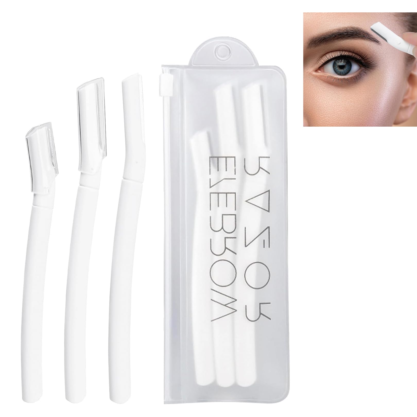 3 Pcs Eyebrow Razor - Eyebrow Razor Shaper for Women, Eyebrow Trimmer Facial Hair Peach Fuzz Remover