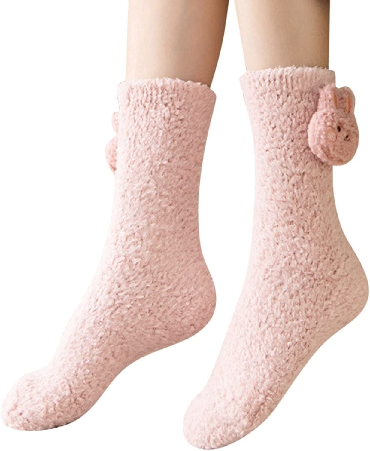 Skarpety Mężczyzn Kobiet 5 Par Damskie Zimowe Skarpetki Śmieszne Słodkie Śmieszne Skarpetki Skarpety Termiczne Puszyste Ciepłe Skarpetek Ciepłe(Pink)