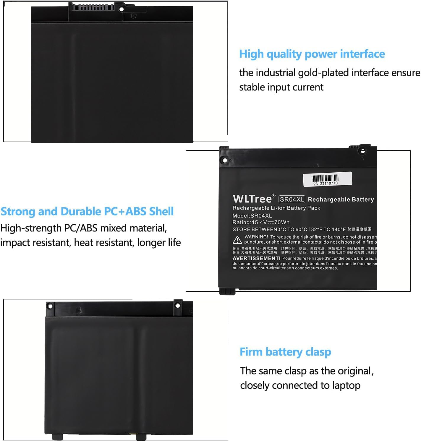 JPking 15.4V 70Wh SR04XL Laptop Batterij voor HP Omen 15-CE 15-CE000NF CE002NG 15T-CE 15-DC 15-DC0001NG DC0001NL 17-CB Pavilion 15-CB079TX CB011TX ZBook 15v G5 917678-1B1 917678-2B1 917724-855 Battery