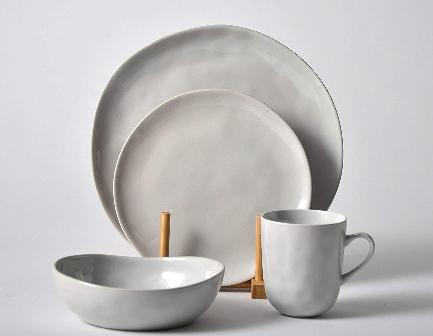 Pangu 16-Piece Dinnerware Set, Service for 4, Light Grey, 4 Bowls, 4 Dishs, 4 Salad Plates, 4 Mugs, Kitchen, MINIMALISM