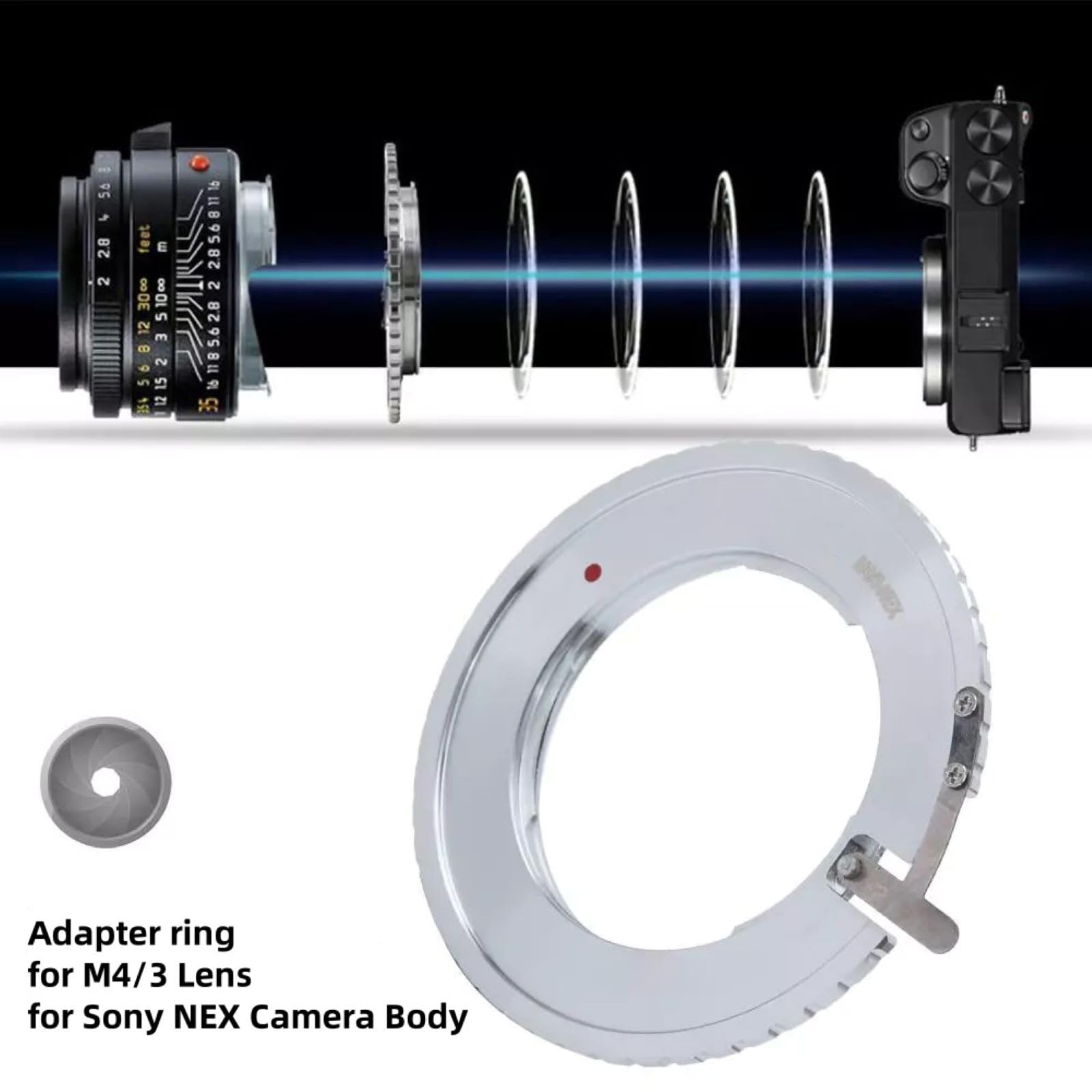 Camera M4/3-NEX Lens Mount Adapter, M4/3-NEX Camera Adapter for Olympus M4/3 Lens for Sony E Mount NEX Camera