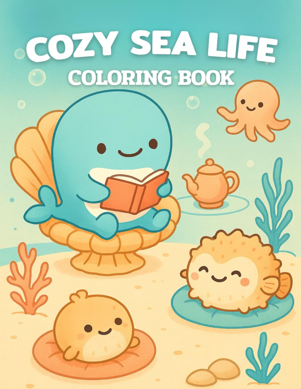 Cozy Sea Life Coloring Book: Adorable Chibi Ocean Animals for Kids & Adults | Relaxing Cute Underwater Scenes (40 Pages): Cute & Cozy Marine Creatures • Fun Stress-Relief Coloring for All Ages