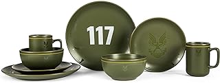 HALO Master Chief 117 Stoneware 8-Piece Dinnerware Set | Video Game-Themed Home Kitchen Essentials | Includes Dinner And Salad Plates, Soup Bowls, Mugs | Place Setting For 2 Green