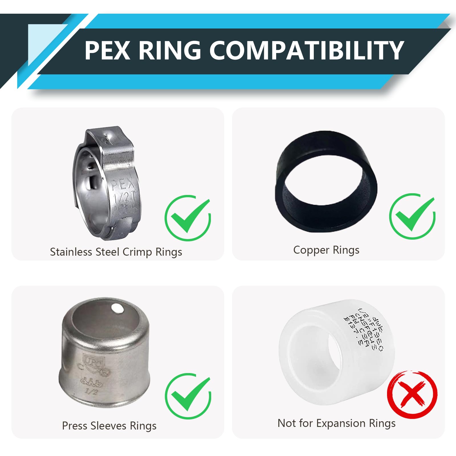 ASTM F1807 - Confezione da 20 raccordi PEX, 1/2" x 1/2" femmina filettati NPT a gomito per orecchio a goccia, raccordi a crimpare in ottone, per tubi PEX idraulici
