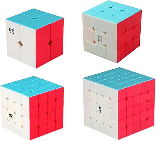 Speed Cube Set Ahyuan Professional 4 Pack Magic Cube Bundle 2x2 3x3 4x4 5x5 cubos sin calcomanías, colección rápida y suave, rompecabezas de juguete