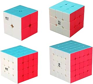 Speed Cube Set Ahyuan Professional 4 Pack Magic Cube Bundle 2x2 3x3 4x4 5x5 Stickerless Cubes Fast and Smooth Collection Puzzles Toy for Children and Adults