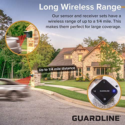 Guardline 1/4 Mile Range Wireless Driveway Alarm [3 Motion Detector Alarm Sensors & 1 Receiver] Weatherproof Outdoor Security Alert System For Home & Property #TOP2