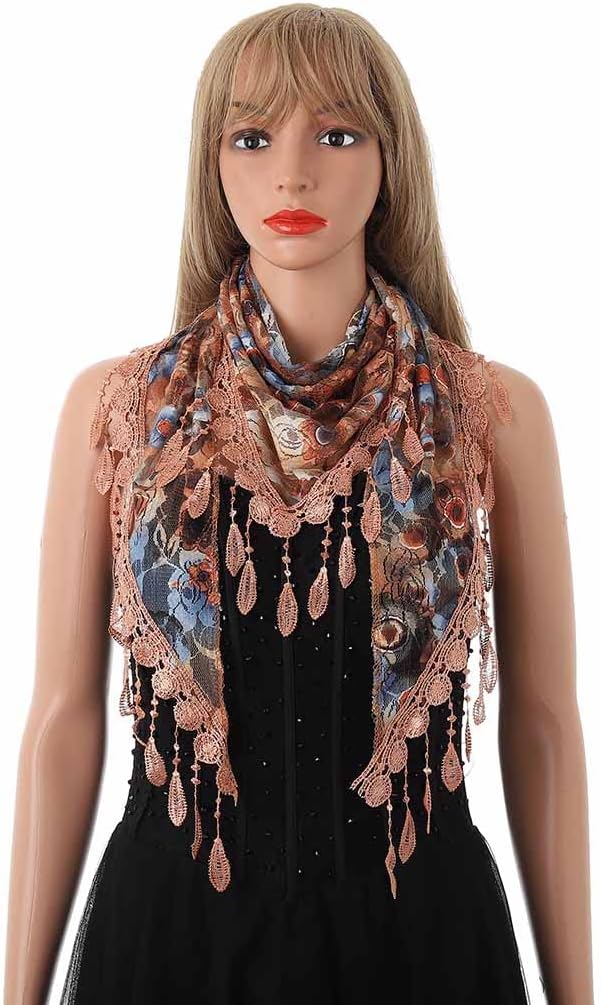 Lace Floral Church Veils Wedding Triangle Tulle Head Covering Tassel Mass Wrap Chapel Mantilla Veil for Women - Image 5