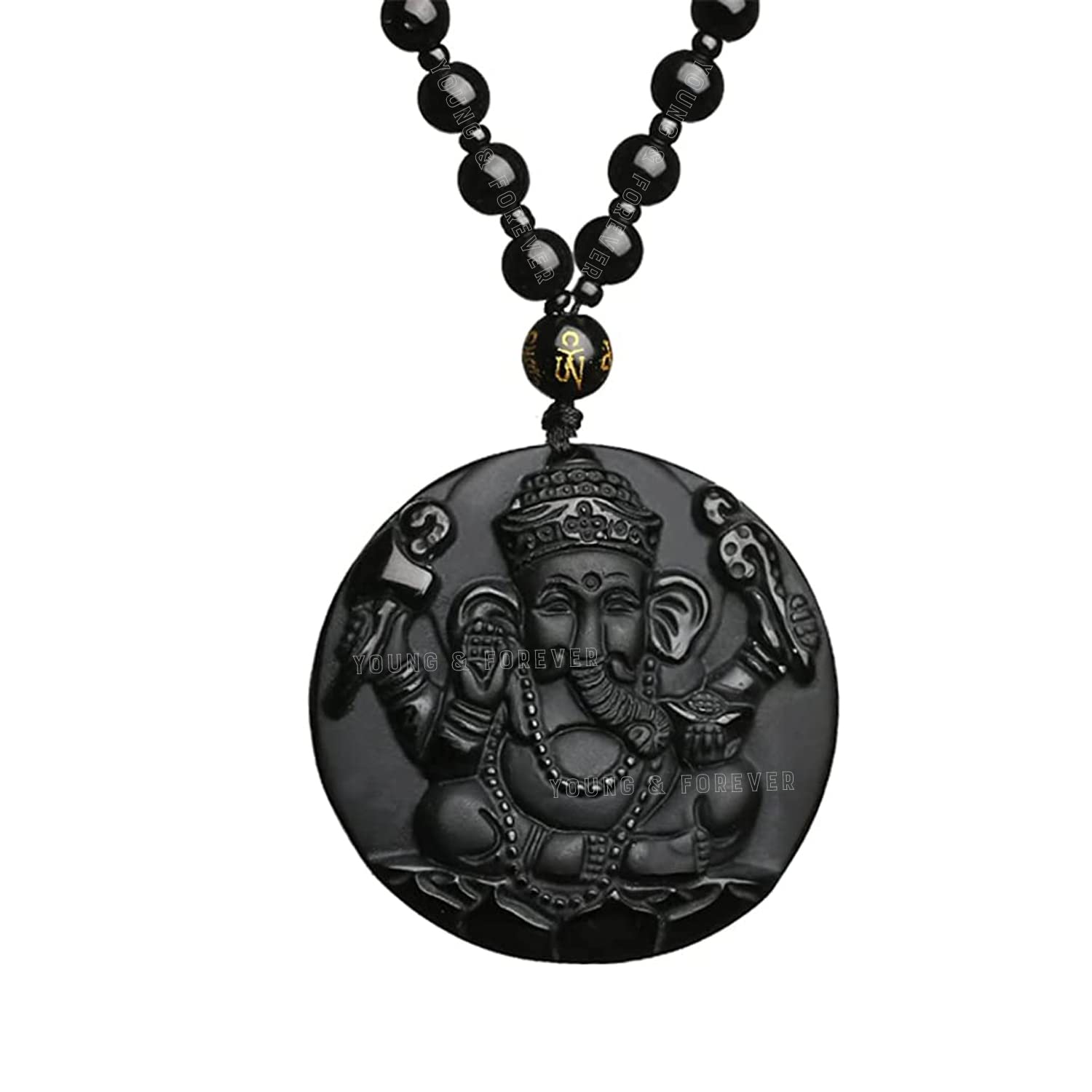 Young & ForeverGift D'vine Spiritual Natural Semi Precious Stone Jewellery Necklace Hematite Lava Rock Lapis Lazuli Reiki Men Necklace Buddha Beads and Men Necklace Long