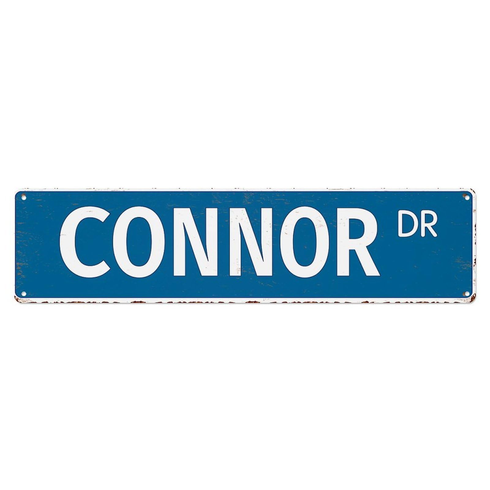 Blue Street Sign With White Text Metal Tin Sign Plaque
