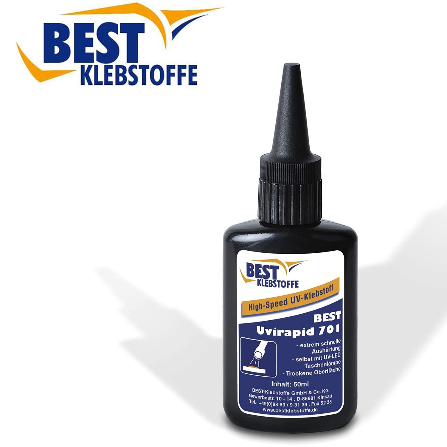 BEST KLEBSTOFF - Uvirapid 701 highspeed UV-Kleber | 50g | extrem schnelle Aushärtung | temperatur- und chemikalienbeständiges Ausfüllen von Löchern, tiefen Kratzern und Lunkern