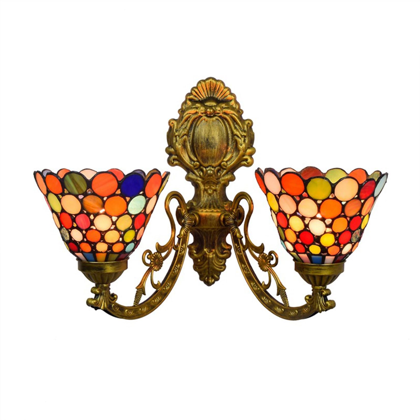 NHPJFDC Tiffany Stained Glass Wall Light, 2-Lights Wall Sconce, Hotel Corridor Decoration Wall Lamp, Vanity Fixtures Lamp for Bedroom Bar Restaurant,Colourful