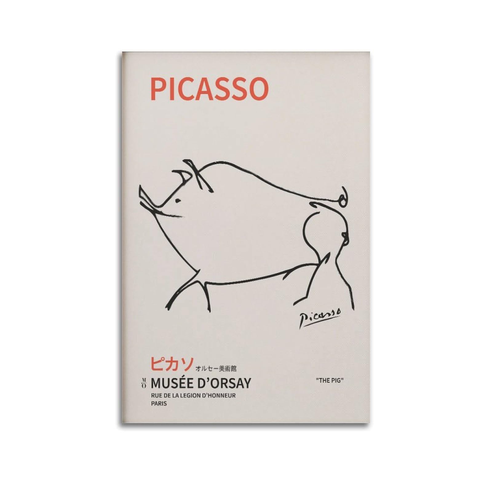 xiaoxiaoshen Picasso - Pig, Line Drawing Bedroom Vintage Gallery Canvas Poster Wall Art Prints Room Aesthetic Murals Bedroom And Living Decorations 20x30inch(50x75cm)
