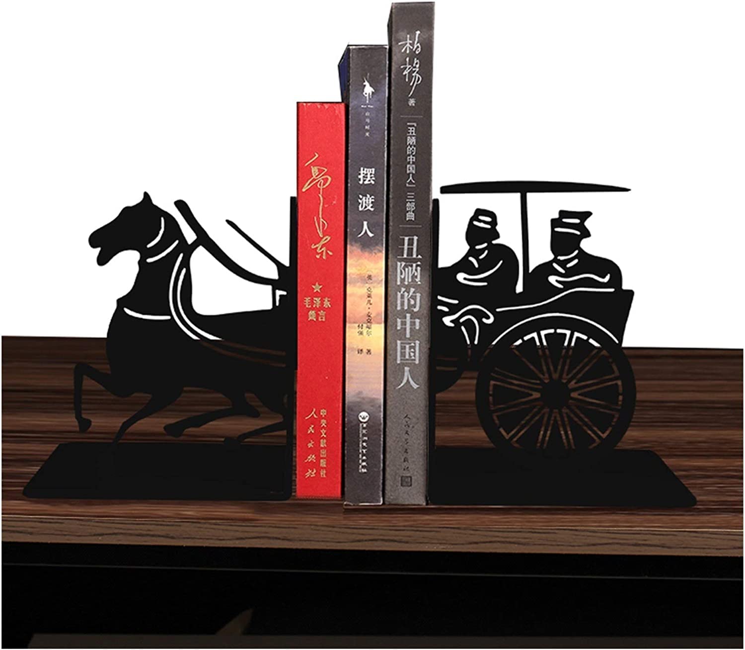 Sujetalibros para sujetalibros Decorativos de Metal Negro 1 par de Soportes para sujetalibros Tapones para Libros Blancos Carro estantería Tapones para Libros