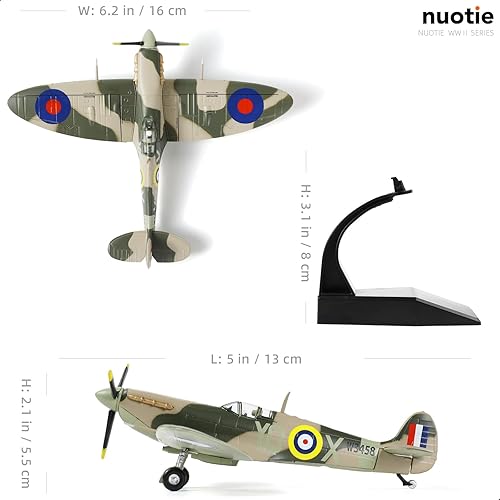 Miniatura 2 de Modelo Spitfire Fighter a escala 172, modelo legendario de combate de la Segunda Guerra Mundial, modelos de avión de metal fundido a presión para