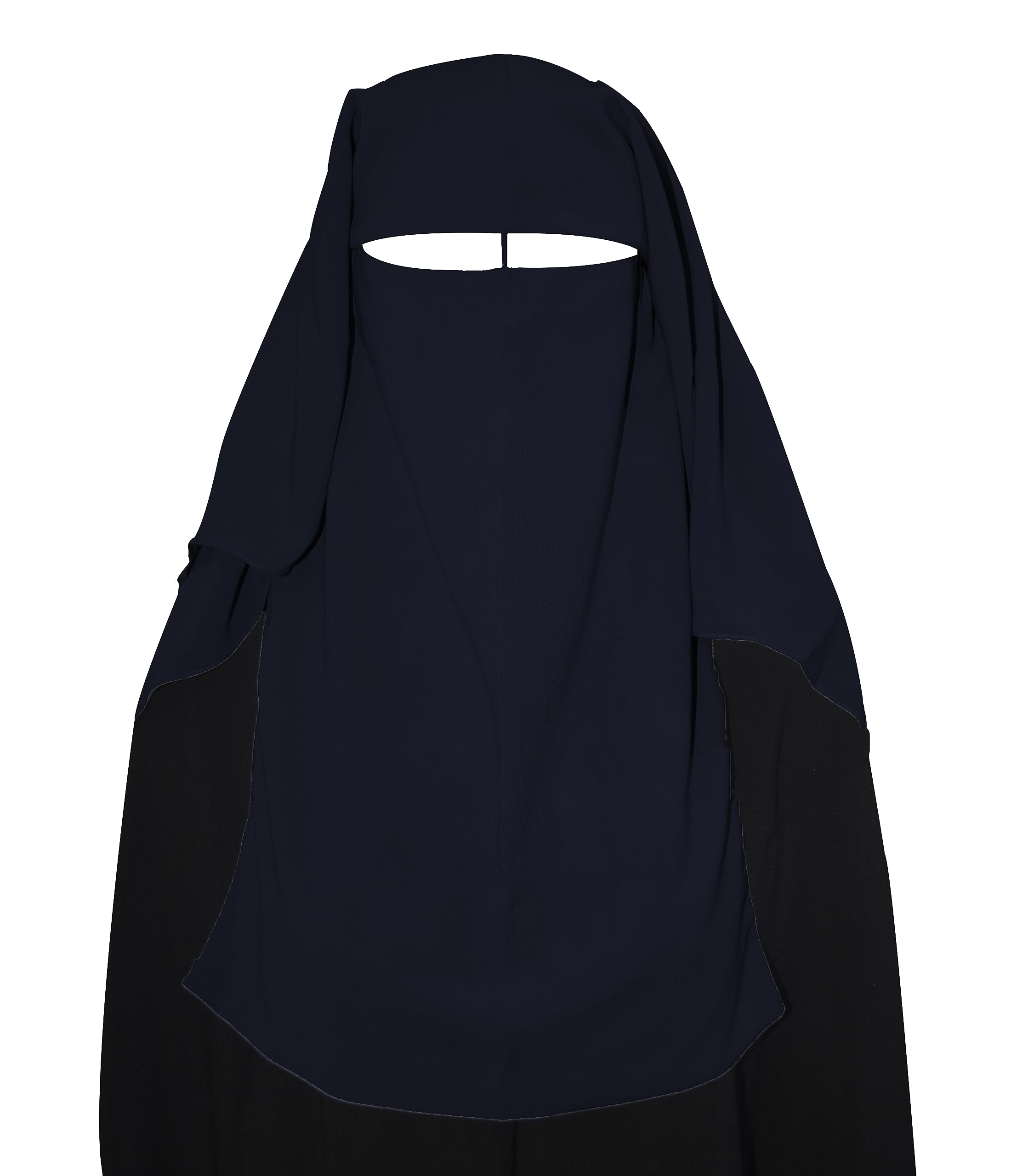 bonballoon Dark Blue XL Long Saudi Layered Niqab Niqabs Nikab Naqaab 3 Layers Burqa Hijab Hijab Face Cover Veil Islam Islamic Dress Clothing for Muslim Women Womens Abaya Jilbab Dress