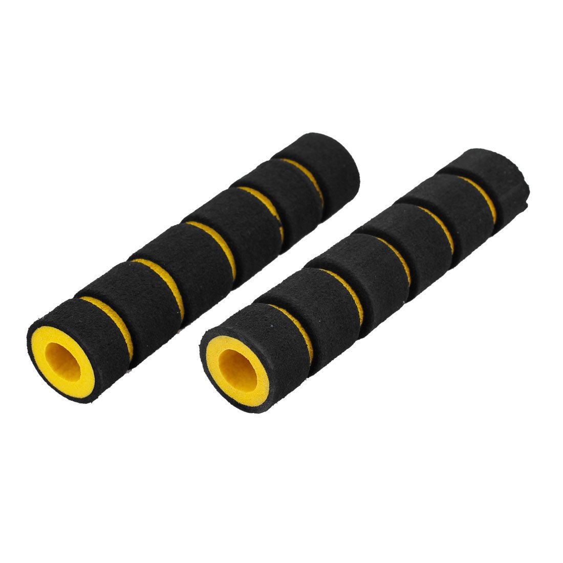 Pair Motorbike Non- Black Yellow Foam Handgrip Handlebar Cover