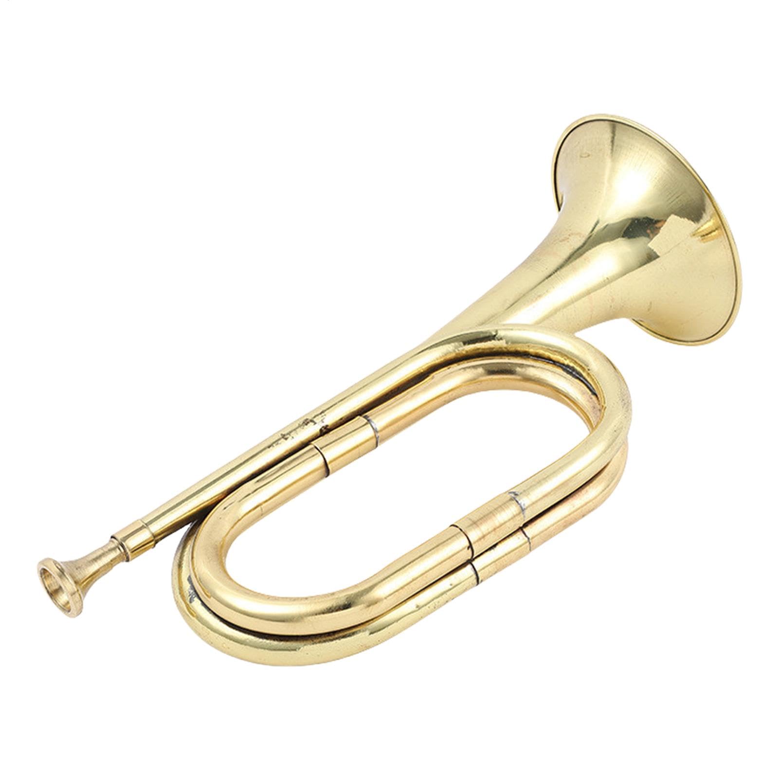 Strumento a tromba, tromba di cavalleria in ottone,Tromba tascabile - Tromba giocattolo dorata, strumenti musicali per banda e orchestra, tromba da cavalleria alla moda per orchestra