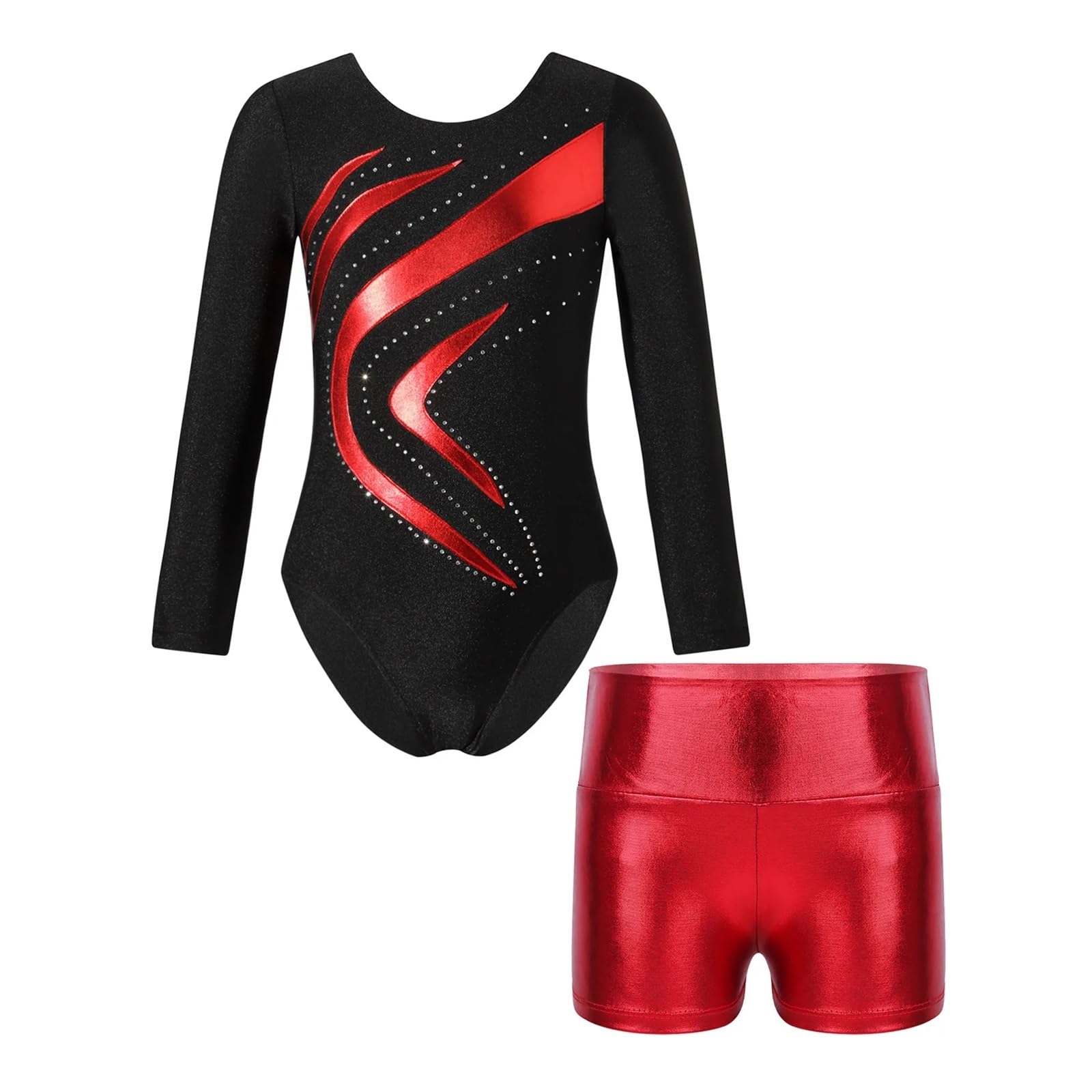 Niña Maillot de Gimnasia Niños Tutu Ballet Trajes de Baile Adolescentes Gimnasia Leotardo Pantalones Cortos Ropa de Baile for niñas niños Patinaje Mono Ropa de Baile(Red,12)