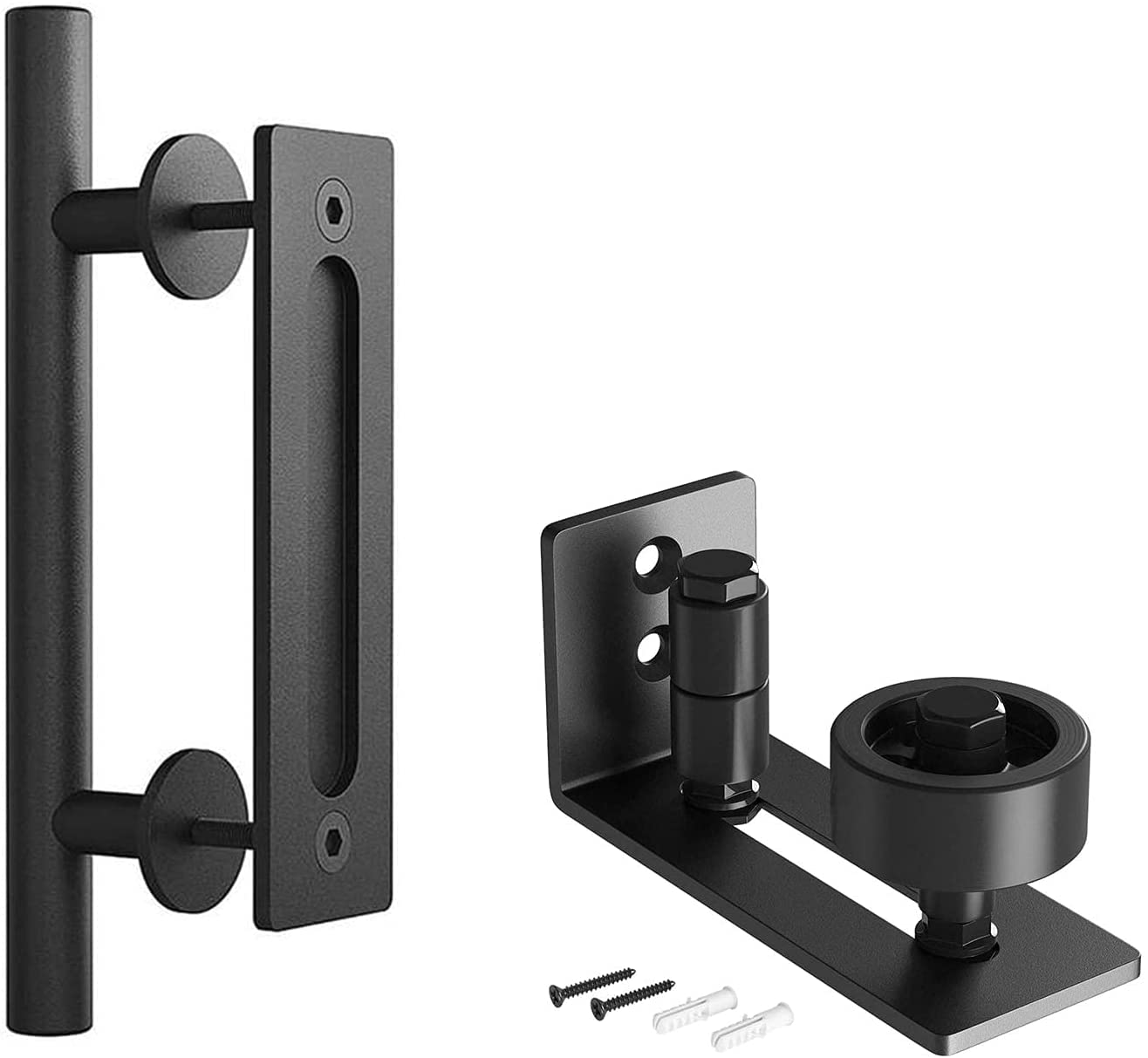 Edede Handle Set Sliding Door Hardware Door Sliding Barn Household Working Wood Doors Track Hardware Interior Cabinet Closet Hanging Rail Set Smooth Silent Barns(Handle Set)