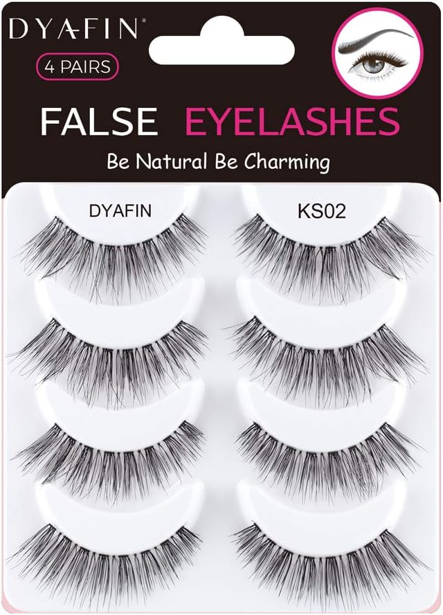 DYAFIN 3D Strip False Eyelashes Handmade Reusable Lightweight Long Professional False Lashes Full Cover Clear Band No Glue Fake Eyelashes