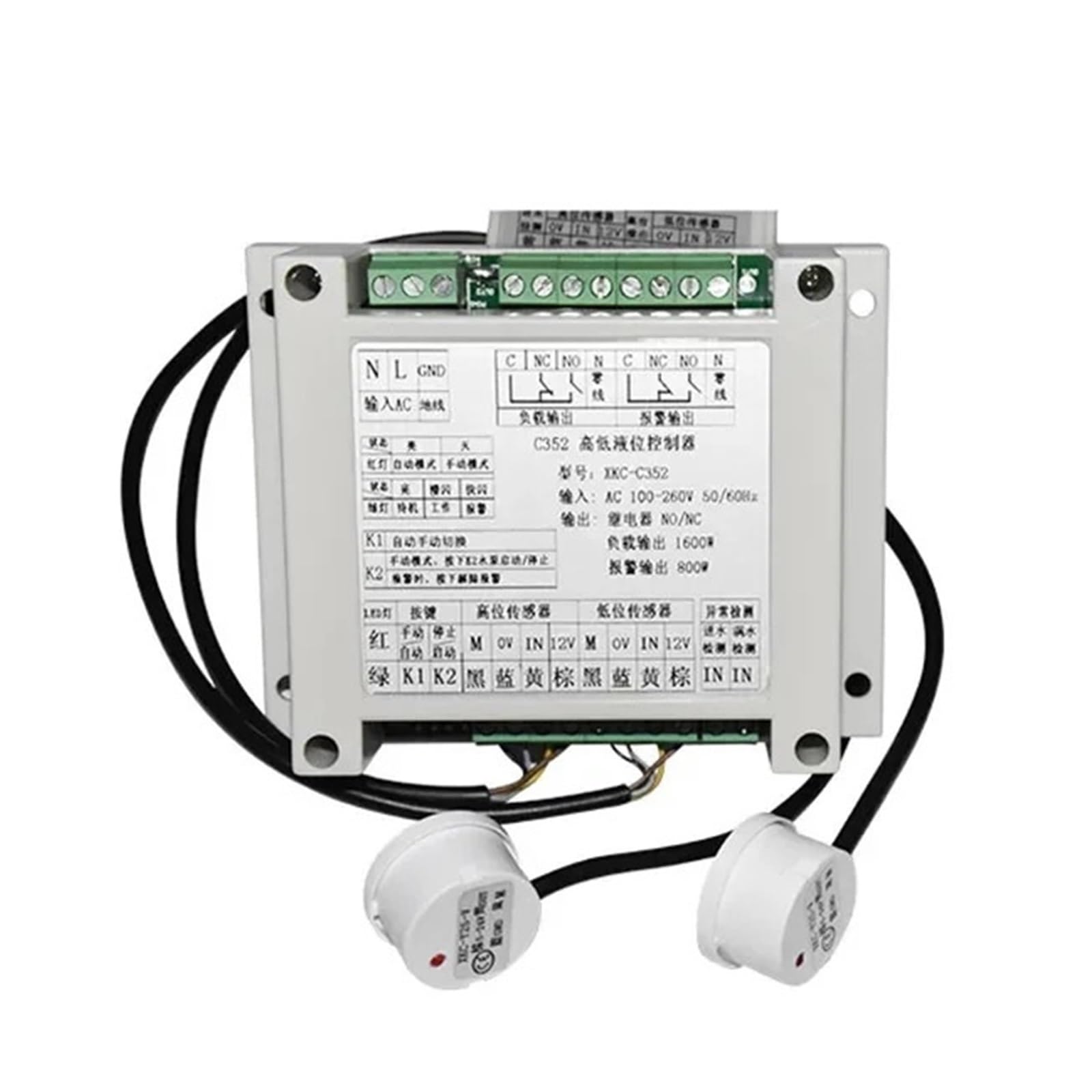 Controlador de sensor de nivel de agua sin contacto XKC-C352, control automático de llenado y vaciado de tanque de agua(XKC-C352-2P)