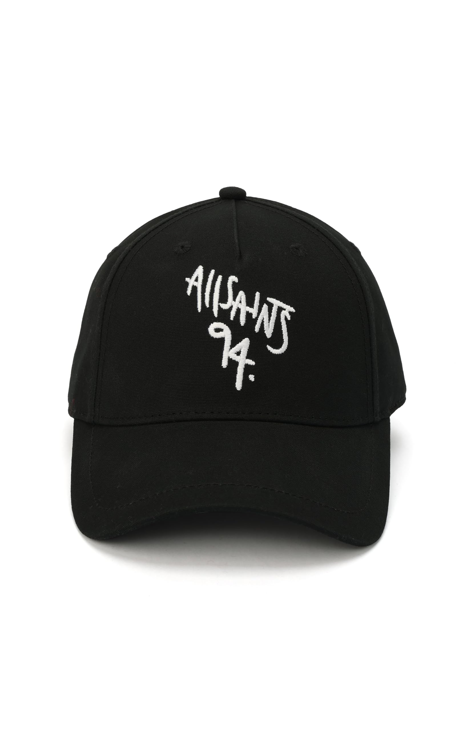AllSaints Women's Spray Logo Baseball Cap, 100% Cotton Hat with Adjustable Strap, Summer Accessory Black