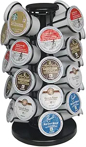 32 K Cup Holders,K Cup Holder, K Cups Holder,K Cup Carousel, Coffee Pods Holder Storage Organizer Stand, No Assembly Required,Black (Capacity of 32 Pods, Black)