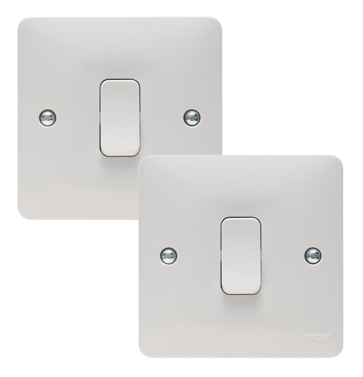 Hager White 10Ax 1 Gang 2 Way Wall Switch - Sollysta Range (2 Pack)