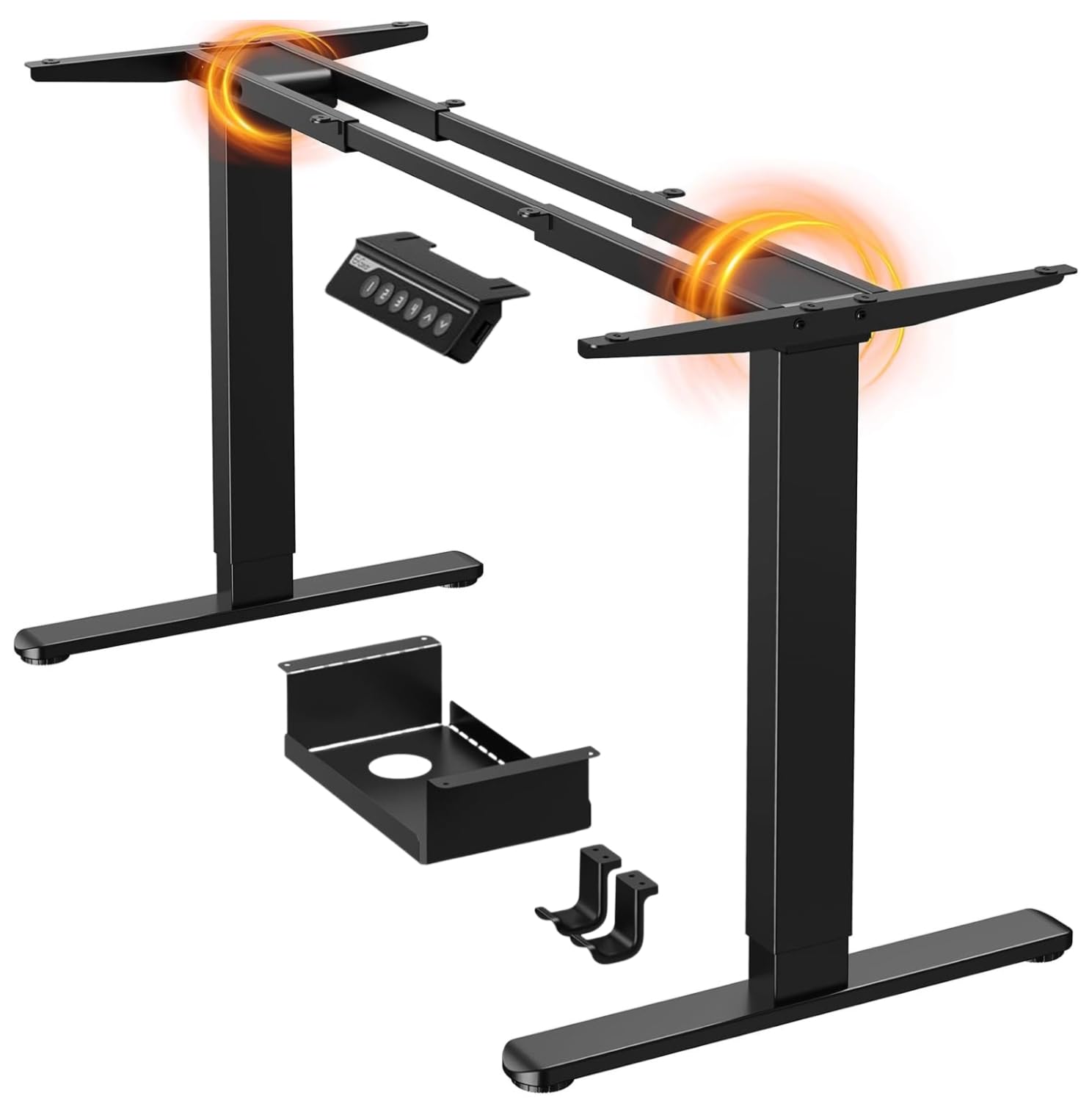 ErGear Höhenverstellbarer Schreibtisch Gestell mit 2 Starken Motoren, Höhenverstellbar Schreibtisch Elektrische Belastbar bis 120 KG, Tischgestell mit 4 Memory-Steuerung (Schwarz)