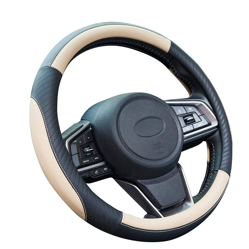 Housse De Volant Voiture ZATOOTO Cuir Suédé Forme D - Antidérapant Sportif, Taille Universelle 37-38cm Noir