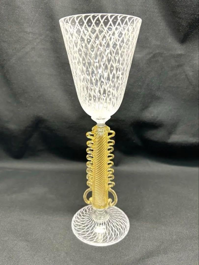 ベネチアングラスSeguso製レース柄ヴィンテージ品 未使用品 ベネチアン