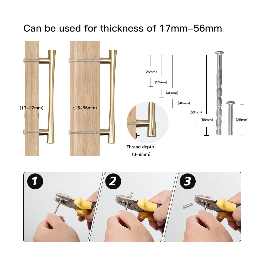 YAGU Modern Cabinet Pulls ,10 Pack Bright Gold 5 Inch Hole Center ,Kitchen Drawer Handles Zinc Alloy Hardware for Bathroom Cupboard Bedroom Dresser 6.6 Inch Overall - Image 4