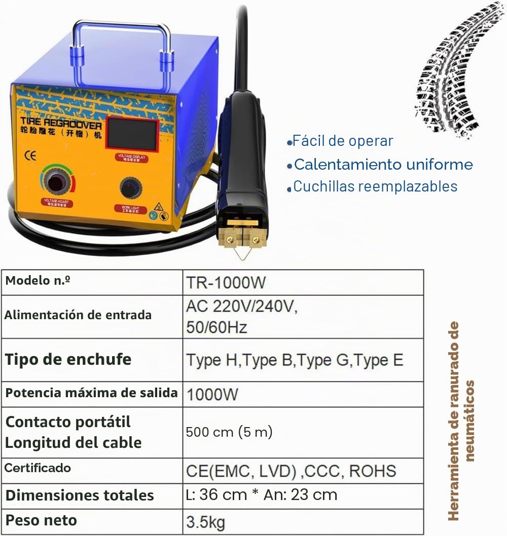 Kit De Reparación De Neumáticos, Herramienta para Ranurar Neumáticos, Máquina Tallada De Neumáticos De Mano De 1000w para Restauración De Neumáticos En Camiones Y Automóviles