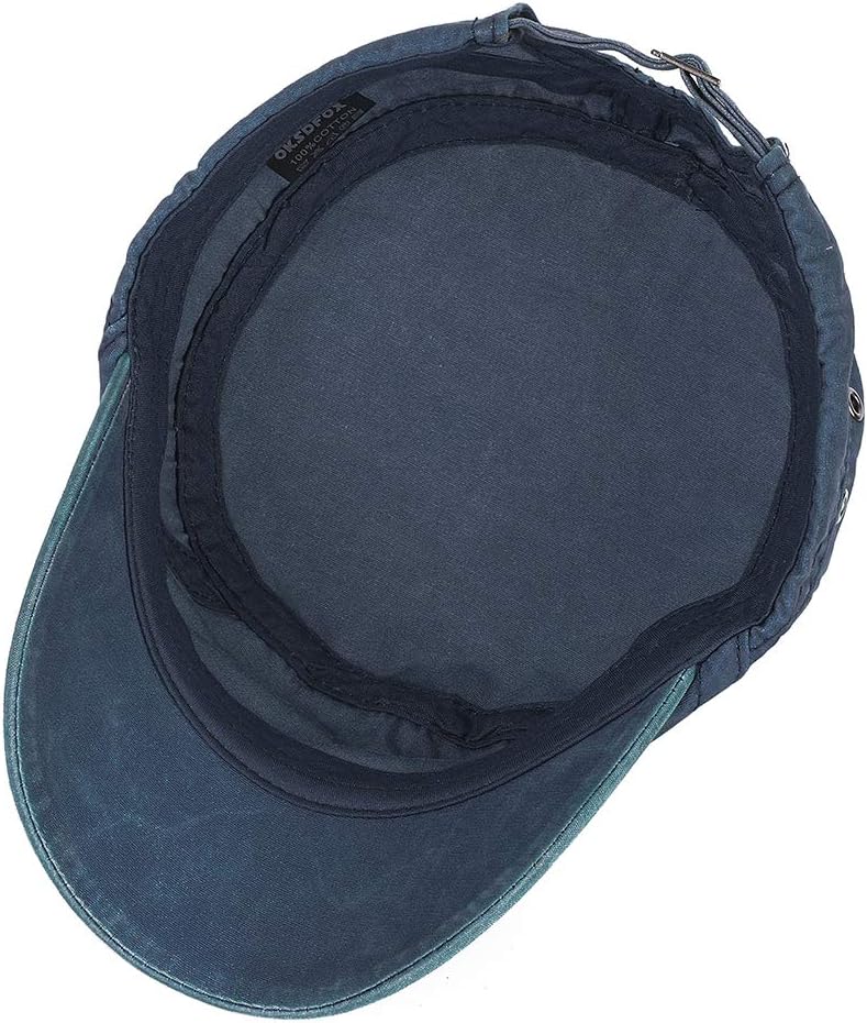 Men's Twill Cotton Peaked Baseball Cap Cadet Army Cap Military Corps Hat Cap Visor Flat Top Adjustable Baseball Hat DFH285 Navy
