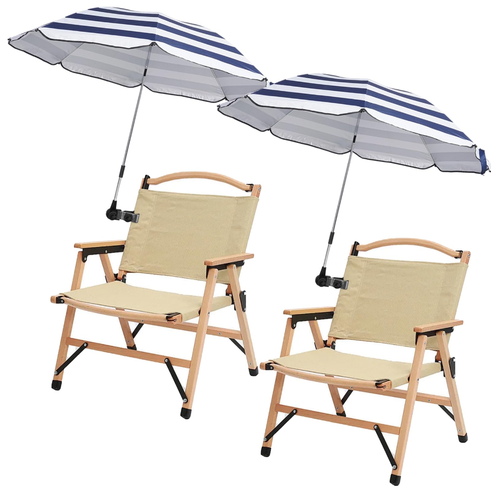 Grandmei Striped 2 Pack Beach Chair Umbrella With Universal Clamp,46 Inches Clip Umbrella Upf 50,Clip On Parasol For Patio Chair Chairs Wheelchairs Golf Carts ( Excluding Chairs)