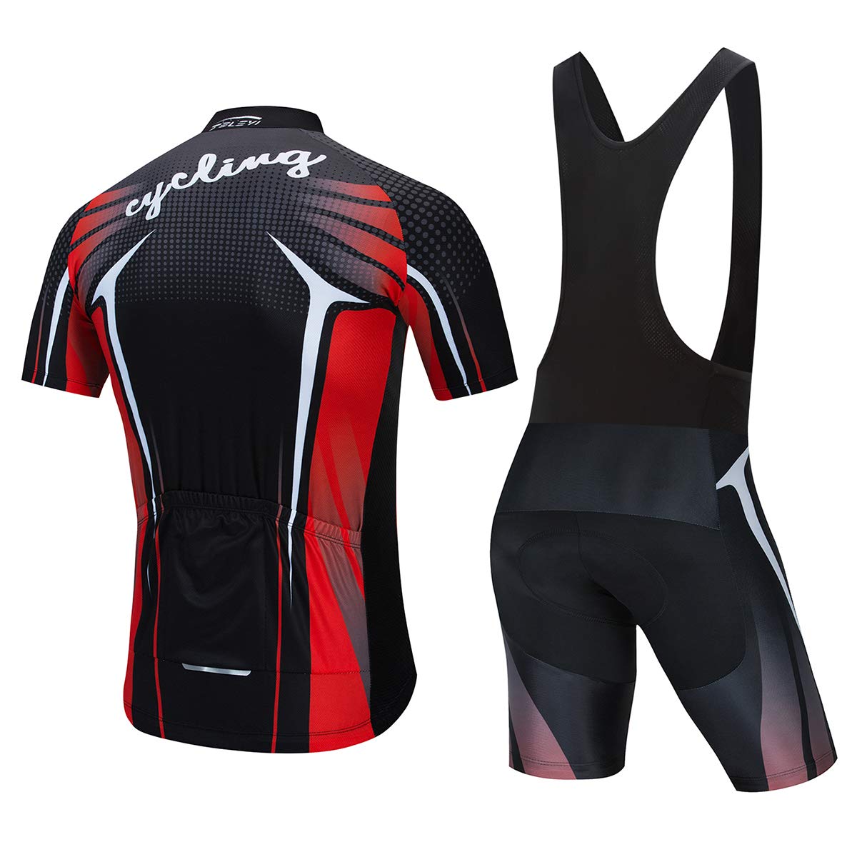 PSPORT Men's Cycling Jersey Shorts Sets Bike Clothing Suit Short Sleeve Road Bicycle Biking Clothes Black Cyclist Uniform