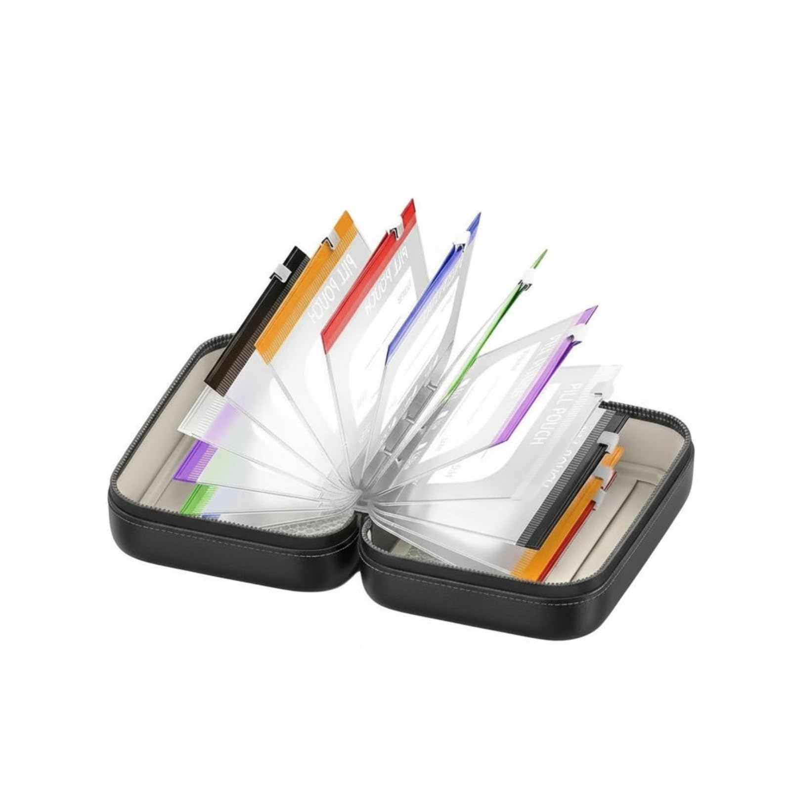 14 Pieces A8 Medication Pouch Binder Portable 14 Pocket Medicine Organizer Reusable Waterproof Medication Pouch Set, Black-image-44