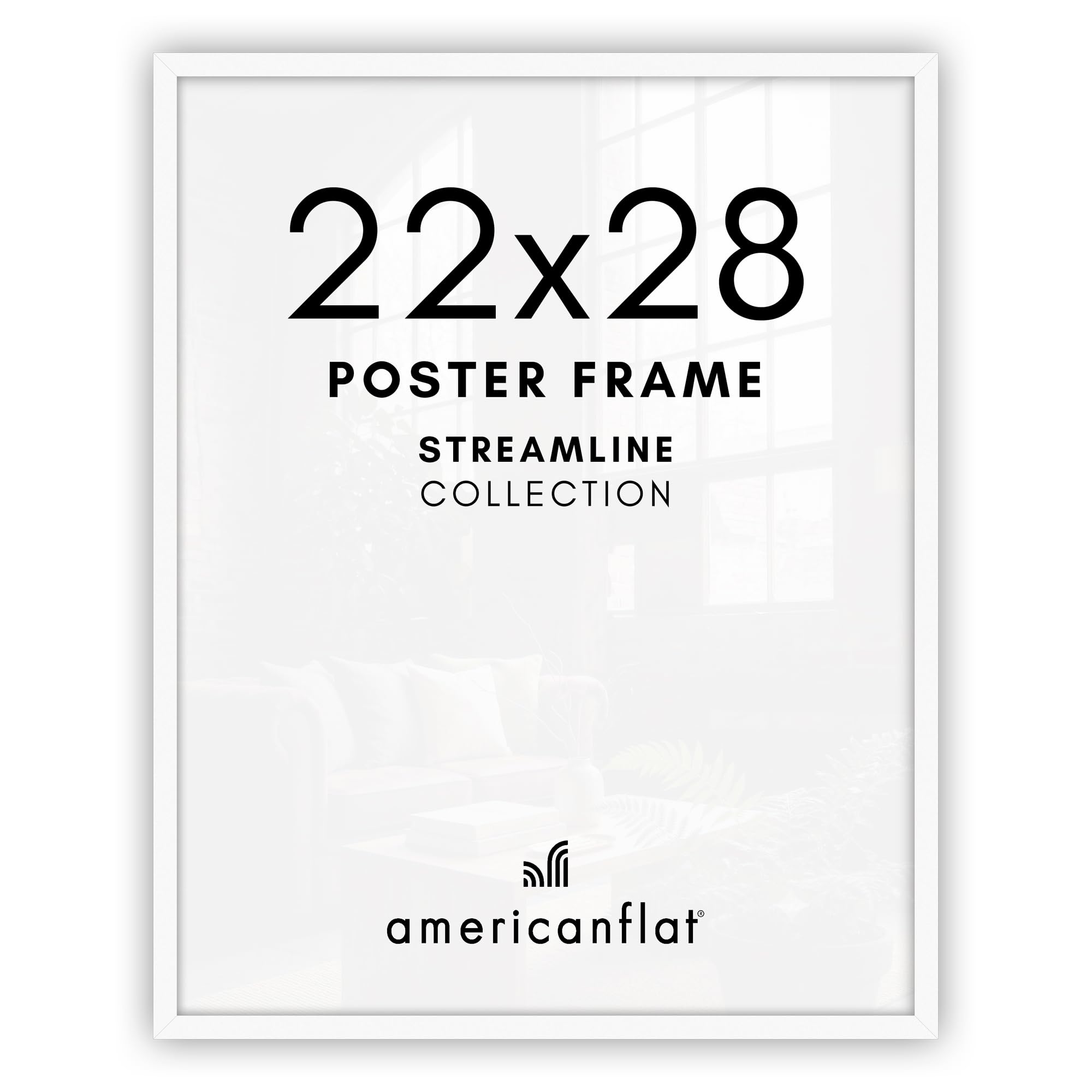 Americanflat Cadre photo blanc de 55,9 x 71,1 cm, cadre photo fin avec plexiglas poli – Cadre photo mural avec matériel de suspension pour affichage horizontal ou vertical, blanc