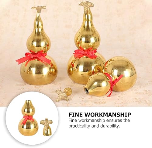 Miniatura 5 de Cucurbit de cobre Wu Lou Hu Lu - Estatua de calabaza de cobre dorado Calabash Fengshui Figura de la suerte y el tesoro coleccionable para decoración