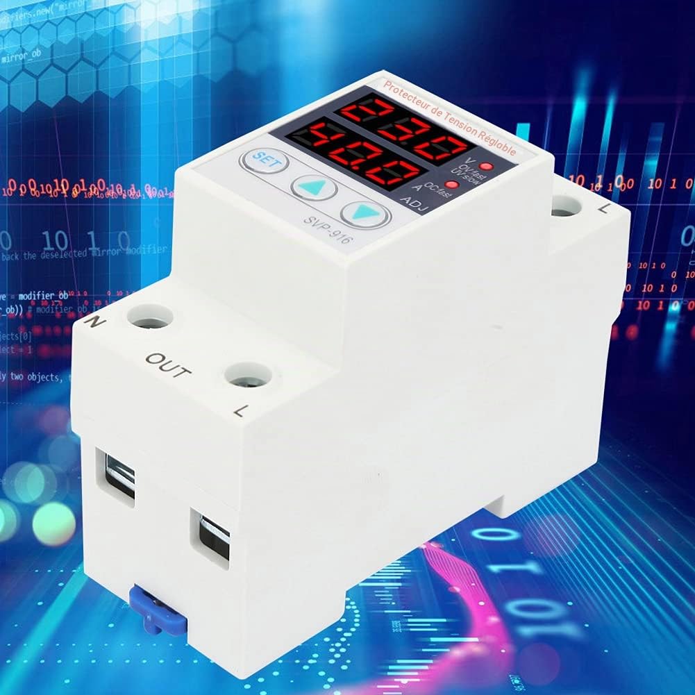 Protecteur de Courant Monophasé Intelligent Rail DIN 230VAC 63A 50/60Hz, protecteur protecteur de courant réglable, Protecteur de Courant de Surtension, Protecteur de Courant de Sous-tension