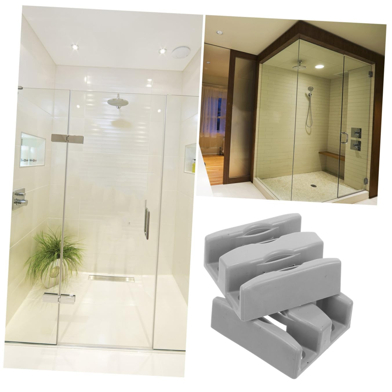 jojofuny 4 Uds Guía Inferior Para Puerta Corredera De Ducha De Vidrio 2.36X2.12X0.78In Tope Oscilante Fácil Instalación Accesorios Para Cuarto Baño Deslizamiento Suave